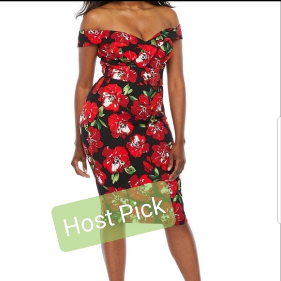 Premier Amour Dresses & Skirts - 🎉HP🎉🆕️Bold flower print off shoulder dress